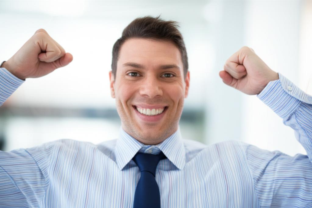 AI prompt: A man smiling confidently and energetically, looking healthy and active, representing a transformation.